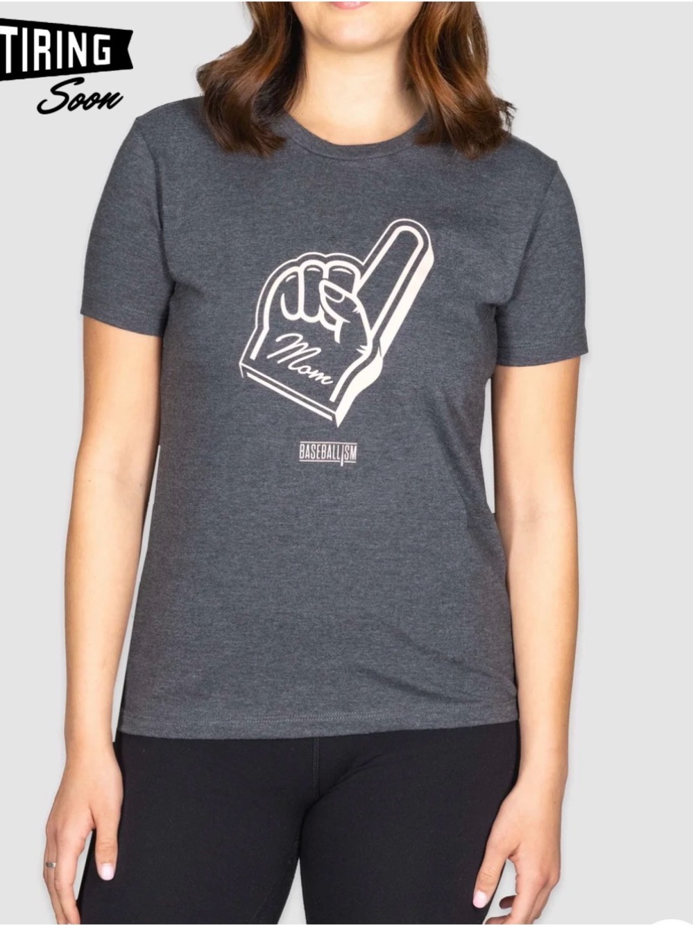 Baseballism Women's 'Mom' Foam Finger Graphic Tee - Charcoal